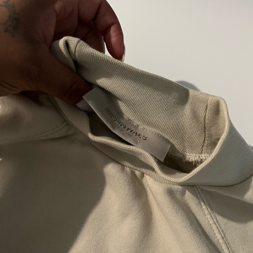 Essentials Cream Turtleneck Sweater with Ribbed Cuffs